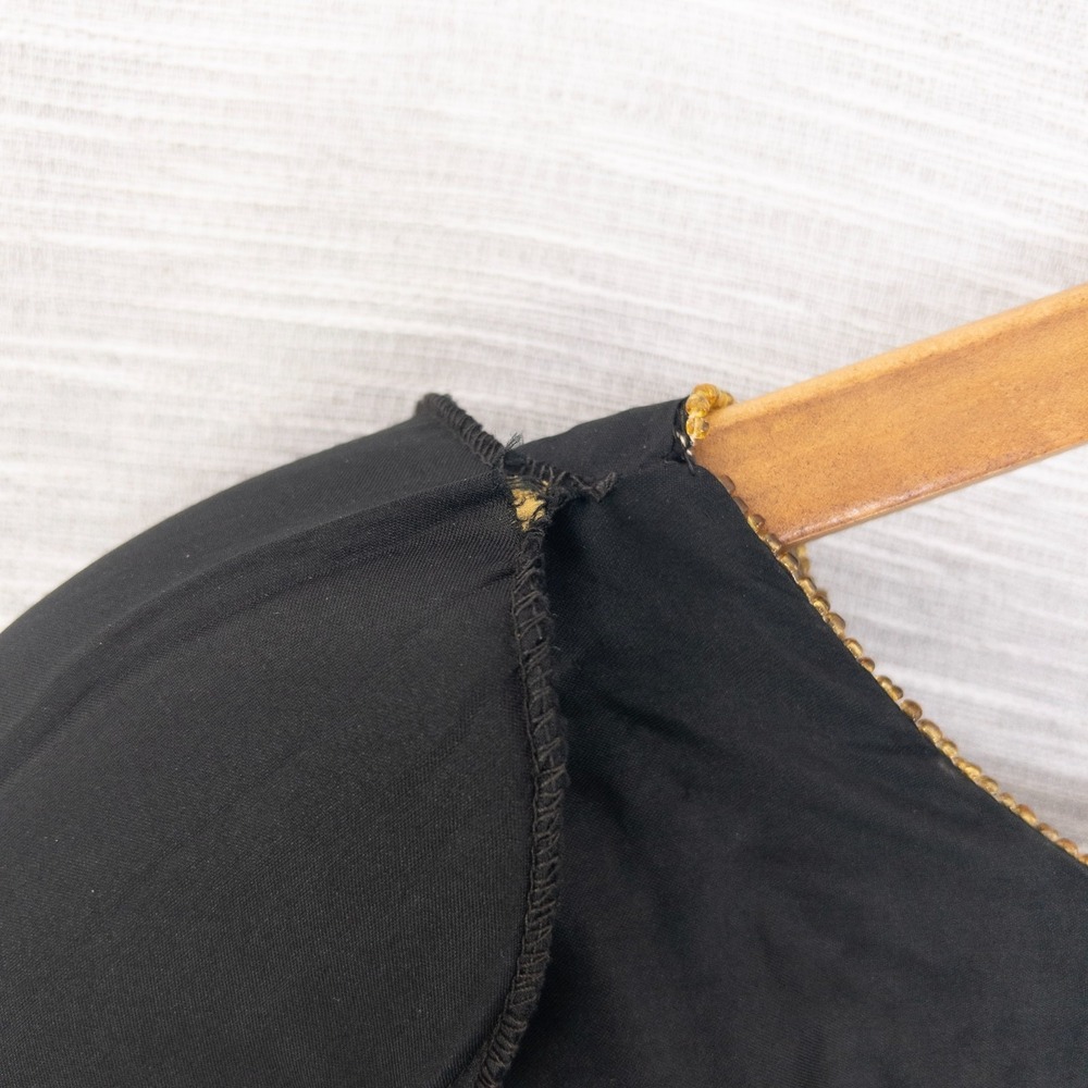 Vintage Laurence Kazar Beaded Top Women's Medium 100% Silk Black Gold Formal 80s - Picture 12 of 16